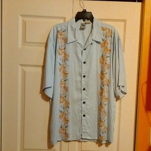 Blue Floral Button-Up Shirt